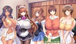 5girls abel_howlicia angry angry_face argument bed before_blowjob before_cum before_paizuri before_sex breasts brown_hair cleavage clothed_female curtains dark_blue_hair demigoddess edited_image fight fukunaga_koharu game_cg gigantic_breasts hotel hotel_room huge_breasts hyper_breasts inami_mashiro kyonyuu_reijou_mc_gakuen large_breasts long_hair madellie_parnepoli maid maid_headdress maid_uniform massive_breasts motto!_haramase!_honoo_no_oppai_isekai_oppai_maid_gakuen! motto!_haramase!_honoo_no_oppai_isekai_oppai_meido_gakuen! necktie nonomiya_momoko orange_hair saimin_class school_uniform schoolgirl schoolgirl_uniform sex_open_world_e_youkoso! shimai_tsuma_3 short_hair television werewolf_girl wolf_ears