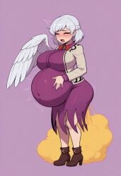 1futa 1girls ai_generated big_belly bloated_belly blush closed_eyes fart fart_cloud fart_fetish farting hands_on_ass moaning sagume_kishin solo touhou