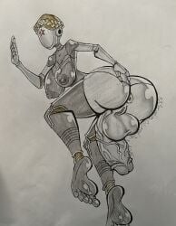 1futa atomic_heart colored_pencil_(artwork) colored_pencil_(medium) faceless_character feet full-package_futanari futanari hand_on_butt huge_ass humanoid large_ass large_balls large_breasts pussy robot robot_girl robot_humanoid s3_studios sex simple_background solo the_twins_(atomic_heart) traditional_art traditional_media_(artwork)