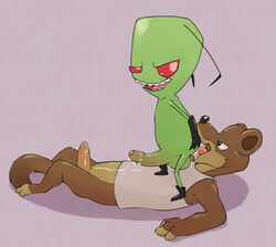 2boys alien anal antennae anthro argon_vile balls boots bottomless clothed clothing color cum cum_on_clothing cum_on_partner disney duke_weaselton duo erection footwear gay glans gloves holding_ass humanoid_penis invader_zim lying male male_only mammal mostly_nude mustelid on_back on_top on_top_of open_mouth oral partially_retracted_foreskin penis rimming sex shirt side_view smile smooth_skin standing tank_top tongue tongue_out uncut weasel yaoi zim zootopia