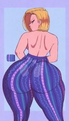 1girls android_18 badonkadonks big_ass big_breasts big_butt bob_cut cel_shading dragon_ball dumptruck_ass dumptruck_butt female_focus female_only flare_pants huge_ass huge_breasts juicy_ass large_ass large_butt large_thighs leggings looking_back masochistmaverick massive_breasts massive_butt pawg pose posing short_hair thick_ass thick_thighs thighs tight_clothing tight_fit tight_pants topless