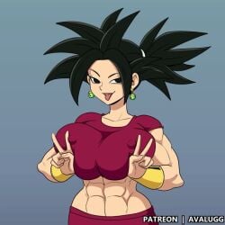 1female 1girls 5_fingers areola areolae avalugg big_breasts dragon_ball dragon_ball_super female hands_on_breasts huge_breasts huge_nipples kefla muscles muscular_female nipples patreon_username smile smug_face solo solo_female tagme visible_areolae