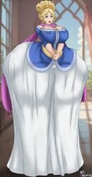ass blonde_female blue_eyes crown enormous_ass female hair_standing_up hands_over_stomach huge_ass huge_hips mororon mororon_(one_piece) one_piece queen_mororon_(one_piece) sash sash_around_neck ultiblackfire