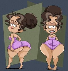 1girls ass_bigger_than_head bathrobe big_ass big_booty black_hair dark-skinned_female dumptruck_ass looking_at_viewer morag_(the_loud_house) netflix nickelodeon paramount_pictures pink_bathrobe scottish smile sonson-sensei the_loud_house the_loud_house_movie viacom