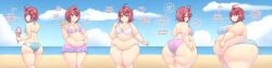 bbw bikini dialogue fat fat_ass fat_female fat_fetish fat_rolls holding_belly love_handles morbidly_obese morbidly_obese_female muffin_top obese overweight overweight_female pixiveo sequence text weight_gain