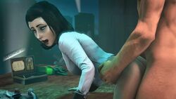 3d ahe_gao animated bent_over bioshock bioshock_infinite black_hair blue_eyes burial_at_sea elizabeth_comstock eyelashes eyeshadow long_hair looking_back marm no_sound orgasm partially_clothed pleasure_face pounding pussy red_lipstick slap tongue tongue_out video