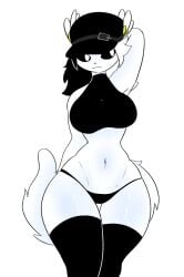 2020s 2024 2d anthro arms_behind_back avatar_(the_mag)_"codename" black_hair black_hat black_panties black_sclera black_socks digital_drawing_(artwork) digital_media_(artwork) fluffy_tail furry hat hd jpeg leaning_back long_socks long_tail medium_breasts medium_hair monochrome_character oc original panties tagme tagme_(character) the_mag thick thick_thighs topwear two_tone_hair white white_body white_eyes white_hair white_pupils