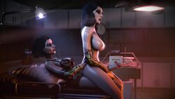 2futas 3d animated bioshock bioshock_infinite black_lipstick breasts burial_at_sea elizabeth_comstock futa_on_futa futanari goth hair huge_cock imflain intersex lace-trimmed_bra large_breasts large_penis masturbation no_sound penis reverse_cowgirl_position riding selfcest tattoo video