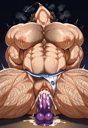 ai_generated arms_behind_back bara big_breasts cum cum_in_ass cum_in_pussy cum_inside cuntboy dildo dilf gay intersex jockstrap lactation large_pecs male_lactation male_only masturbation milk muscular pussy pussy_juice spread_legs spread_pussy thick_thighs tongue_out vaginal_penetration visible_breath