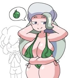 blush brickey melony_(pokemon) sycneit_(artist) tagme watermelon watermelon_bikini watermelon_bra white_background