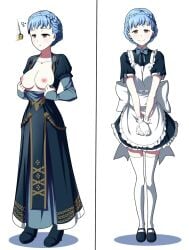 before_and_after blue_hair breasts breasts_out empty_eyes etlabsotwe fire_emblem fire_emblem:_three_houses maid maid_uniform marianne_von_edmund mind_control pendulum