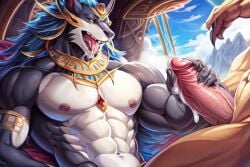 ai_generated cum cum_in_mouth erect_penis erection multicolored_body multiple_males naked_male nude_male yu-gi-oh!