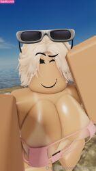 1girls 2024 3d beach big_breasts bikini bikini_bottom bikini_top blonde_hair breasts cleavage cloud clouds day fake_link female female_only hair_bun looking_at_viewer ocean one_eye_closed outdoors pink_bikini pink_bikini_bottom pink_bikini_top pose pubic_hair roblox robloxian rocks sand selfie smile solo square_bikini standing stomach sunglasses sunglasses_on_head taking_selfie tan-skinned_female tan_lines tan_skin thighs vinarr34 water wink