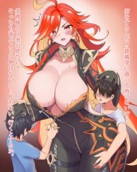 2boys female genshin_impact mature_female mature_woman mavuika_(genshin_impact)