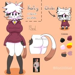 2020s 2024 2d anthro artist_name big_ass big_breasts big_butt black_body black_fur calico_cat cat_ears cat_girl cat_tail cat_whiskers catgirl chibi chibi_style collar color_palette digital_drawing_(artwork) digital_media_(artwork) domestic_cat ears_up eyelashes felid felid_humanoid feline feline feline_humanoid fluffy fluffy_hair front_view furry furry_female furry_only green_eyes hi_res huge_breasts jpeg katy_(rod2006xd) long_sleeves long_tail medium_hair minecraft oc orange_fur orange_hair original red_sweater reference_sheet rod2006xd round_ass round_butt shadow showing_ass side_view signature simple_shading small_waist sweater thick thick_ass thick_thighs three_tone_fur three_tone_hair tight_clothing twitter_username white_body white_fur white_sclera