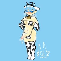 1futa 1futanari blue_eyes blue_hair blush cow_bell cow_ears cow_ears_headband cow_headband cow_horns cow_horns_headband cow_pattern cow_print cow_print_armwear cow_print_bikini cow_print_gloves cow_print_legwear cow_print_thighhighs cum cum_drip dickgirl futanari half-closed_eyes headband intersex light-skinned_female light-skinned_futanari light_skin looking_at_viewer mostly_nude mostly_nude_futanari musk musk_clouds musky musky_cock oc original_character partially_clothed penis precum precum_drip self_upload short_hair smug solo solo_dickgirl solo_futa solo_futanari stage-01