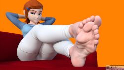 3d ben_10 feet feet_on_penis foot_fetish foot_focus gwen_tennyson legs_crossed shaohuu sitting soles soles_fetish thick_thighs thighs toes toes_curled