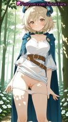 1girls ai_generated anime anime_style ass_visible_through_thighs bangs belt belt_buckle beret blonde_hair blue_cape blue_headwear blush bow bow_panties breasts brown_belt brown_eyes buckle bust busty cape choker cleavage cleft_of_venus cloak closed_mouth clothes_lift collar collarbone day delicious_in_dungeon dress dress_lift dungeon_meshi falin_touden feet_out_of_frame female female_focus female_only flower forest green_choker green_collar hat hi_res high_quality high_resolution highres lifted_by_self looking_at_viewer medium_breasts natsuyoru nature no_pants outdoors paipan panties panties_down pantsu panty_pull patreon pulled_by_self pussy shirt short_hair short_sleeves smile solo solo_female standing thighs tree uncensored underwear vagina voluptuous voluptuous_female white_dress white_flower white_panties white_shirt yellow_eyes