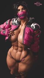 1girls abs athletic_female grvty3d huge_breasts masked_female mileena mortal_kombat mortal_kombat_1_(2023) muscular_female