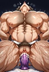 ai_generated arms_behind_back bara big_breasts cum cum_in_ass cum_in_pussy cum_inside cuntboy dildo dilf gay intersex jockstrap lactation large_pecs male_lactation male_only masturbation milk muscular pussy pussy_juice spread_legs spread_pussy thick_thighs tongue_out vaginal_penetration visible_breath