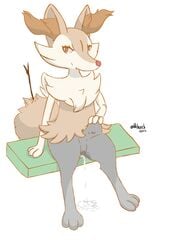 braixen female fur furry_ears furry_tail nintendo oddchurch pokémon_(species) pokemon pokemon_(species) pussy sitting solo squirt tail video_games wet