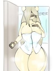 1girls 2020s 2024 2d anthro background bathroom big_ass big_breasts blonde_hair closed_eyes covered_eye covered_navel covered_nipples covering covering_breasts cream_body cream_fur cream_hair cyan_background digital_drawing_(artwork) digital_media_(artwork) door female front_view furry hand_on_breast hd huge_breasts jpeg long_hair long_tail looking_at_viewer lyubov_(the_mag) nude nude_female oc open_door original portrait round_breasts small_waist smoke soap the_mag thick thick_tail thick_thighs towel weapon wet wet_body wet_hair white_towel