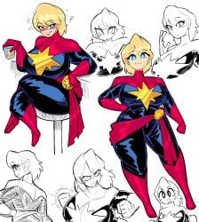 1girls beer big_ass big_breasts blonde_hair blue_eyes blush breasts captain_marvel carol_danvers huge_ass huge_breasts ilikestuffdoyou marvel marvel_comics ms._marvel ms._marvel_(carol_danvers) superheroine theguywhodrawsalot thick_thighs