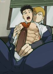 abs arataka_reigen bara biceps big_penis clothing erection gay idoraad katsuya_serizawa lilprincyvi male male/male male_nipples male_only manly masturbation mob_psycho_100 muscular_male nipples pecs penis yaoi