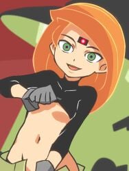 1girls disney disney_channel female female_only ginger happy_trance hitsugi_mc kim_possible kimberly_ann_possible light-skinned_female microchip mind_control orange_hair solo undressing white_female