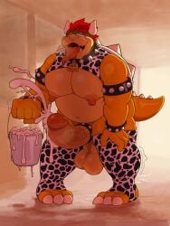 1boy anthro balls ballsack bell bell_collar big_balls big_penis bowser bucket cock_ring cow_print cowbell cum cum_bucket cumdrip cumshot ejaculation erection furry furry_male furry_only gay genitals gumbahgoo holding_bucket horns huge_load indoors koopa large_penis legwear male male_nipples male_only mario_(series) nintendo nipples open_mouth orgasm orgasm_face pecs penis red_hair reptile scalie solo solo_male tail testicles tongue tongue_out