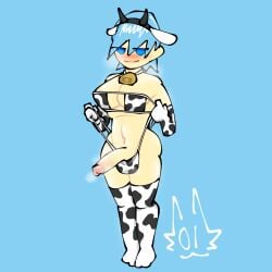 1futa 1futanari blue_eyes blue_hair blush cow_bell cow_ears cow_ears_headband cow_headband cow_horns cow_horns_headband cow_pattern cow_print cow_print_armwear cow_print_bikini cow_print_gloves cow_print_legwear cow_print_thighhighs dickgirl futanari half-closed_eyes headband intersex light-skinned_female light-skinned_futanari light_skin looking_at_viewer mostly_nude mostly_nude_futanari musk musk_clouds musky musky_cock oc original_character partially_clothed penis self_upload short_hair smug solo solo_dickgirl solo_futa solo_futanari stage-01