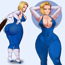 android_18 black_penis blonde_hair blue_eyes cheating_wife cheesecake_(artist) cuckold dark-skinned_male dragon_ball dragon_ball_super dragon_ball_z huge_ass huge_cock interracial netorare ntr queen_of_spades teasing yoga_pants