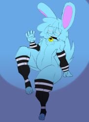 anthro arm_sleeves bell_collar big_ass big_butt big_thighs bunny_ears cute dog_tail femboy girly leg_up legwear neckwear original_character sitting thick_ass thick_hips thick_legs thick_thighs thighhighs thighs