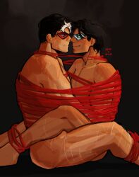 adoptive_siblings batman_(series) boys dc dc_comics dick_grayson flyingdidi gay incest jason_todd male male/male male_only muscular muscular_male nightwing red_hood_(dc) tied_up yaoi