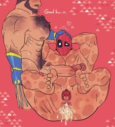 balls bara big_penis body_hair boner chastity_cage cum cum_in_ass deadpool deadpool_&_wolverine_(2024) erection flaccid gay james_howlett male male_only marvel marvel_comics muscles muscular nude para-p penis sideburns wade_wilson wolverine_(x-men) x-men