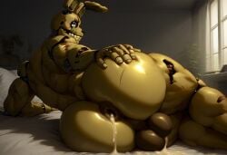 1boy after_sex ai_generated animatronic anthro ass bed bedroom big_balls big_butt butt_focus cum cum_in_ass cum_inside dripping_cum five_nights_at_freddy's five_nights_at_freddy's_3 fnaf furry gay green_body laying_on_bed laying_on_side looking_at_viewer male male_only muscular nude on_bed presenting rabbit robot scottgames solo solo_focus solo_male spread_ass springtrap springtrap_(fnaf)