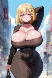 ai_animation ai_generated ameanon animated big_breasts blonde_hair blue_eyes bouncing_breasts breasts choker cleavage dongtan_dress hololive hololive_english hololive_myth huge_breasts jiggling_breasts large_breasts mole_on_breast motion_lines sideboob tagme thick_thighs tight_clothing tight_fit video virtual_youtuber vtuber walking watson_amelia wide_hips