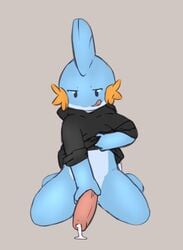 1boy bottomless clothed clothing hoodie licking licking_lips luke_the_mudkip male male_only moonlight-kat mudkip nintendo penis pokemon pokemon_(species) precum presenting semi-anthro shirt_pull solo tongue tongue_out video_games