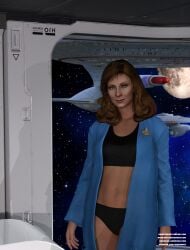 1girls 3d beverly_crusher black_bra black_panties bra panties star_trek star_trek_the_next_generation stjude90