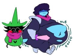 adult belly belly_bulge deltarune digestion fat fat_man fat_thighs kris_(deltarune) obese ralsei ralsei_with_black_fur sludgeon squimpus_mcgrimpus