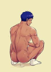 1boy after_sex anal ass cachic cum cum_in_ass cumdrip daiki_aomine full_body gay kuroko_no_basuke male male_focus male_only nude socks solo solo_male