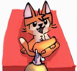 animated anthro balls bodily_fluids cum cum_inside cum_string domestic_cat duo eeve_(character) felid feline felis fur genital_fluids genitals knot male male/male mammal open_mouth orange_body orange_fur short_playtime tail tinky tinky_(character)