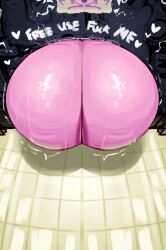 1girls 2025 ass ass_crack ass_focus big_ass bottom_heavy cellulite dat_ass dumplis_(artist) english_text fat_ass female female_focus free_use gigantic_ass huge_ass hyper_ass large_ass pink_body public_restroom pumspread rear_view shortstack solo solo_focus stuck stuck_in_wall text tiffany_(dumplis) wide_hips