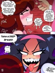 auburn_hair blush comic comic_page continuation dark_blue_hair dn28_art drool_string drooling eyes_rolling_back filming friday_night_funkin getting_fucked girlfriend_(friday_night_funkin) giving_up heart_symbol imminent_kiss long_hair nene_(newgrounds) phone plap plap_(sound) plapping secretly_loves_it sharp_teeth short_hair tongue tongue_out tremble_spikes trembling white_eyes