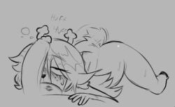 2026 anthro antlers balls baton black_and_white blowjob blush blush_lines buckteeth closed_eyes commission deer deltarune dialogue dialogue_bubble digital_drawing_(artwork) digital_media_(artwork) english_text eye_closed fellatio female female_focus genitals greyscale hair hi_res human kiss_mark kris_(deltarune) long_hair male mammal monochrome new_world_deer noelle_holiday penis reindeer sucking tommiowo torso twitter_link undertale_(series) veiny_penis