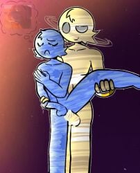 2boys anal anal_penetration anal_sex artist_request closed_eyes cum cum_drip cum_inside gay gay_sex grabbing_leg height_difference leg_grab leg_up male male/male male_only male_penetrating_male meme neptune_(solarballs) penis penis_in_ass planet planets saturn_(solarballs) solarballs space tagme