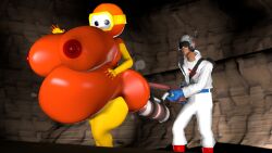 1girls air_pump allstarman ass_expansion belly_expansion breast_expansion dig_dug female hyper hyper_ass hyper_belly hyper_breasts hyper_butt inflation pooka_(dig_dug) source_filmmaker