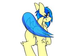 2016 animated ass blue_hair cutie_mark equine fan_character female feral fur hair hooves looking_at_viewer mammal multicolored_hair my_little_pony pegasus pussy ralekarts rear_view silvia_windmane simple_background smile solo two_tone_hair white_background wings