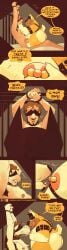 2025 6_panel_comic absurd_res anthro arm_hair ass barbell_piercing bed belly big_belly black_body black_facial_hair black_fur black_goatee blindfold blindfold_only bluesky_(social_media) body_hair bondage borzoi bound breath brown_hair canid canine canis chocolateandmilk close-up closed_eyes closed_smile clothing collar collar_only colored comic cuff_(restraint) dated dialogue digital_drawing_(artwork) digital_media_(artwork) domestic_dog dominant dominant_anthro dominant_male duo english_description english_text facial_hair front_view fur furaffinity furaffinity_logo furniture goatee good_boy grid_layout growth hair handcuffed handcuffed_to_bed handcuffs harness hat headgear headwear herding_dog hi_res human human_to_anthro hunting_dog leather leather_collar leather_daddy leather_harness leather_hat leather_headgear leather_headwear licking licking_lips licking_own_lips light_body light_skin male male/male male_anthro mammal metal_cuffs moobs mouth_closed multiple_scenes nipple_barbell nipple_fetish nipple_piercing nipple_play nipple_suck nipples nude nude_anthro nude_human nude_male overweight overweight_anthro overweight_male panting pastoral_dog patreon patreon_logo pet_praise petting piercing pointy_ears praise restraints richard_wiggleton scut_tail shaded short_male short_tail side_view sighthound signature slim_human slim_male smile sniffing snout snout_growth species_transformation submissive submissive_anthro submissive_human submissive_male sucking tail talking_to_another teeth text tongue tongue_out transformation url welsh_corgi white_body white_fur yellow_body yellow_fur yellow_speech_bubble