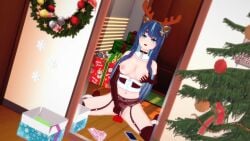 1girls 3d animated antler_headband bear_ears bear_girl belly_button blue_eyes blue_hair breasts breasts_out choker christmas christmas_clothing christmas_headwear christmas_outfit christmas_tree dildo el_joshypoonsfw female female_only female_orgasm fujikura_uruka garter_belt garter_straps grabbing_own_breast hair_between_eyes hair_ornament headband koikatsu light-skinned_female light_skin long_gloves medium_breasts mirror navel nipples no_sound orgasm phase_connect phase_origins phone sex_toy short_eyebrows solo solo_female squirt squirting squirting_orgasm streaked_hair tagme two-tone_hair underwear underwear_aside video virtual_youtuber vtuber